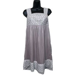 Lulu Via 100% Silk Dress Embroidery Crochet Flowy Romantic Fairy Boho Medium